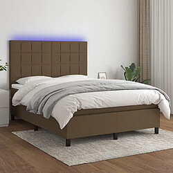 vidaXL Sommier à lattes de lit matelas et LED Marron foncé 140x190 cm