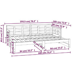 vidaXL Lit coulissant sans matelas bois de pin massif 2x(90x190) cm pas cher