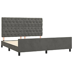 Acheter Maison Chic Lit adulte - Cadre Structure de lit avec tête de lit Contemporain Gris foncé 160x200 cm Velours -MN95233