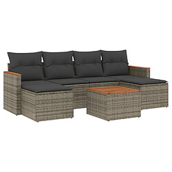 vidaXL Salon de jardin avec coussins 7 pcs gris résine tressée