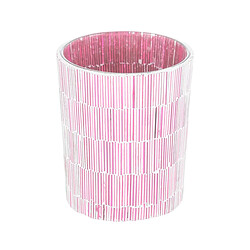 BigBuy Home Bougeoir Rose Verre Ciment 10 x 10 x 13 cm