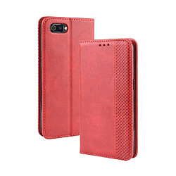 Wewoo Housse Coque Étui en cuir à boucle magnétique avec rétro pour Crazy Horse Texture horizontale OPPO Realme C2 / A1Kavec porte-carte et fentes cartes et cadre photo Rouge