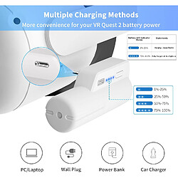 SANAG Lot De 2 Batteries Pour Meta Quest 2 - Charge Rapide - 5000 Mah - Léger Et Portable - Avec Indicateur De Puissance Pour 2 À 4 Heures De Lecture Supplémentaires (5000 Mah, 2 Pièces)