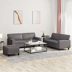 Maison Chic Ensemble de canapés 3 pcs, Canapé droit Sofa pour Salon gris similicuir -GKD585539