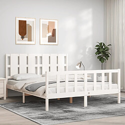 Maison Chic Cadre/structure de lit avec tête de lit pour adulte - Lit Moderne Chambre blanc King Size bois massif -MN43894