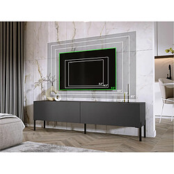 3XELIVING Meuble TV en couleur Anthracite avec pieds droits en noir, D: l : 170 cm, H : 52 cm, P : 32 cm pas cher