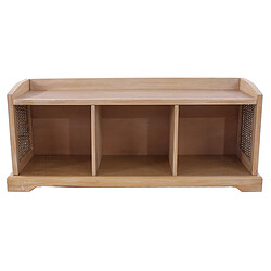 Mendler Banc / banquette Bienne, boîte de rangement, 3 paniers, treillis en rotin kubu, 112x46x37cm ~ clair pas cher