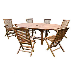 Mes Table de jardin 160/210x100x75cm + lot de 4 chaises + 2 fauteuils