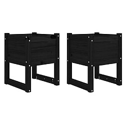 vidaXL Jardinières 2 pcs Noir 40x40x52,5 cm Bois massif de pin