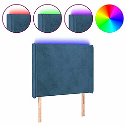 Maison Chic Tête de lit scandinave à LED,meuble de chambre Bleu foncé 83x16x118/128 cm Velours -MN12739