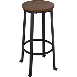 Antic Line Creations Tabouret de bar assise bois d'orme 75 cm.