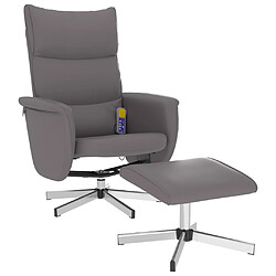 vidaXL Fauteuil inclinable de massage avec repose-pied gris similicuir