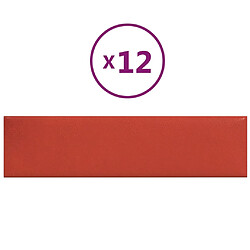 vidaXL Panneaux muraux 12 pcs Rouge 60x15 cm Similicuir 1,08 m²