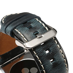 Wewoo Pour Apple Watch Series 5 & 4 40mm / 3 & 2 & 1 38mm Oil Wax Retro Cowhide Strap Bracelet de montre Bleu pas cher