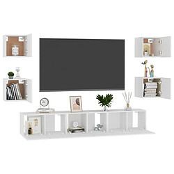 Avis Maison Chic Ensemble de meubles TV 7 pcs | Banc TV Moderne pour salon | Meuble de Rangement - Blanc Aggloméré -MN48954