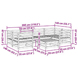 vidaXL Salon de jardin 7 pcs cire marron bois de pin massif pas cher