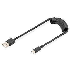 DIGITUS USB 2.0 - USB - A auf USB - C Spiralkabel max. 1m