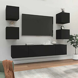 Maison Chic Ensemble de meubles TV 6 pcs | Banc TV Moderne pour salon | Meuble de Rangement - Noir Bois d'ingénierie -MN81464