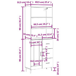 vidaXL Buffet haut Gris béton 69,5x34x180 cm Bois d'ingénierie pas cher