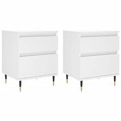 vidaXL Tables de chevet 2 pcs blanc 40x35x50 cm bois d’ingénierie