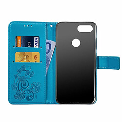 Acheter Wewoo Housse Coque Étui en cuir motif de fleurs pressées Lucky Clover pour Xiaomi Mi 8 Lite, avec support et emplacements pour cartes, ainsi que portefeuille dragonne (bleu)