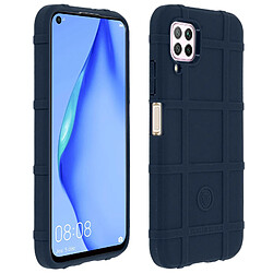 Avizar Coque Huawei P40 Lite Motif Carreaux Relief Souple Renforcé Anti-trace bleu nuit