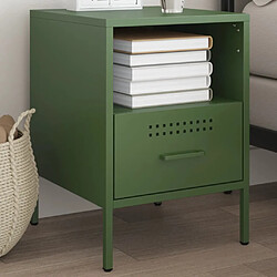 vidaXL Table de chevet vert olive 36x39x50,5 cm acier