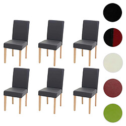 Mendler Lot de 6 chaises de salle à manger Chaise de cuisine Littau ~ similicuir, gris mat, pieds clairs