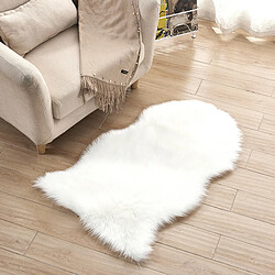 LUUCOZK Tapis moelleux en fausse fourrure pour chambre à coucher, salon - Blanc-irrégulier 75x120CM