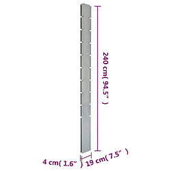 vidaXL Poteaux de clôture 10 pcs argenté 240 cm acier galvanisé pas cher