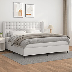 vidaXL Sommier à lattes de lit avec matelas Blanc 200x200cm Similicuir