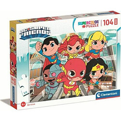 Clementoni Supercolor DC Comics friends-104 Maxi pièces, 4 Ans Enfant Dessin animé, Puzzle Super héros-fabriqué en Italie, 25720, Multicolore, Medium