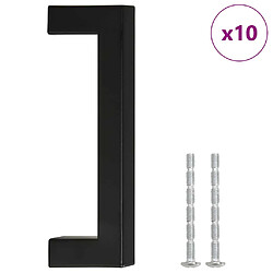 vidaXL Poignées d'armoire 10 pcs noir 96 mm acier inoxydable