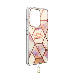 Avizar Coque Samsung Galaxy S21 Ultra Motif géométrique Cordon Amovible rose gold