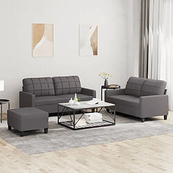 vidaXL Ensemble de canapés 3 pcs avec coussins Gris Similicuir