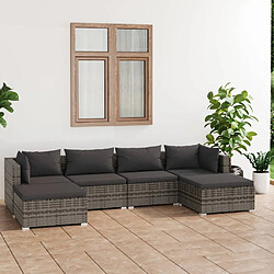 vidaXL Salon de jardin 6 pcs avec coussins Résine tressée Gris