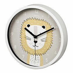 Hama Horloge Murale Lucky Lion pour Enfant - Horloge à Quartz silencieuse - Affichage analogique de l'heure - Design Amusant - Diamètre : 25 cm - Gris