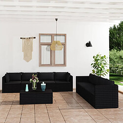 vidaXL Salon de jardin 9 pcs avec coussins Résine tressée Noir