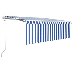 Maison Chic Auvent automatique de porte rétractable,Store banne,Marquise Brise-soleil avec store 4x3 m Bleu et blanc -GKD30743