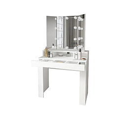 Avis Table de toilette ML-Design avec éclairage LED, blanc, 89,5x155x43,5 cm, en panneau de particules MDF