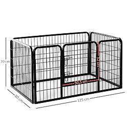 Avis Homcom Luxe parc enclos acier 125L x 80l x 70H cm 4 panneaux et 1 porte pour chiens noir