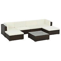 Maison Chic Salon de jardin 7 pcs + coussins - Mobilier/Meubles de jardin - Table et chaises d'extérieur Résine tressée Marron -MN67376