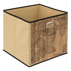 Five Simply Smart Boîte de rangement imprimé tropical en bambou et tissu Blackflora - Marron et noir