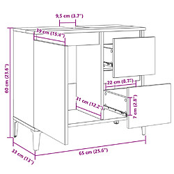 vidaXL Armoire salle de bain chêne sonoma 65x33x60 cm pas cher