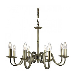 Searchlight Chandelier sans abats jours Richmond Laiton antique 8 ampoules 94cm