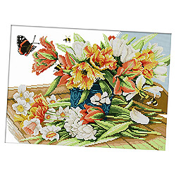 kit de démarreur au point de croix estampé papillon de fleurs pré-imprimé 14ct 44x33cm