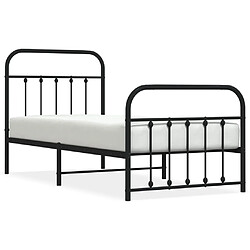 vidaXL Cadre de lit métal sans matelas avec pied de lit noir 90x190 cm