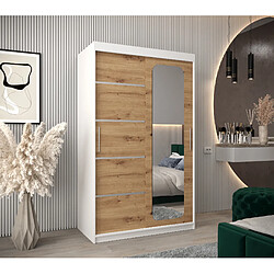 Abiks Meble Armoire PROMO V2 À Portes Coulissantes 200/120/62 2 Portes (Blanc/Artisan)