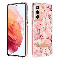 Coque en TPU IML IMD, motif fleurs et lettres, anti-rayures, électroplaqué HC005 gardénia rose pour votre Samsung Galaxy S21 5G