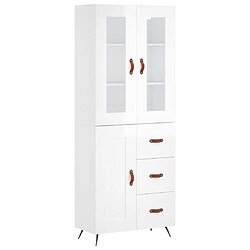 vidaXL Buffet haut Blanc brillant 69,5x34x180 cm Bois d'ingénierie